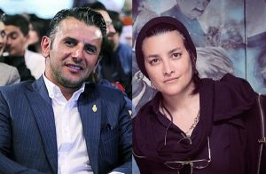 تیپ کت شلواری امین حیایی و مونا بانکی پور با لباس مشکی