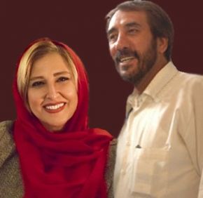 مرجانه گلچین با شال قرمز و کریم آتشی