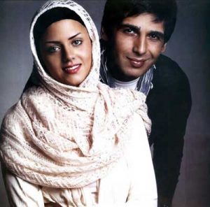 عکس آتلیه ای حمید گودرزی و ماندانا دانشور با لباس وشال سفید