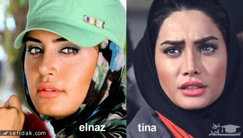 تینا آخوندتبار با مقنعه و الناز شاکردوست با کلاه سبز