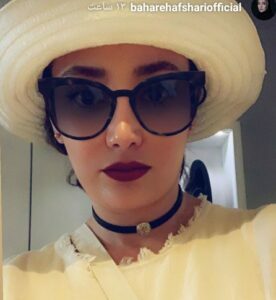 بهاره افشاری با مانتو وکلاه سفید