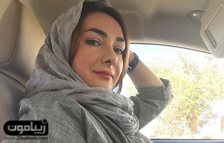 هانیه توسلی با شال طوسی در ماشین - عمل زیبایی هانیه توسلی