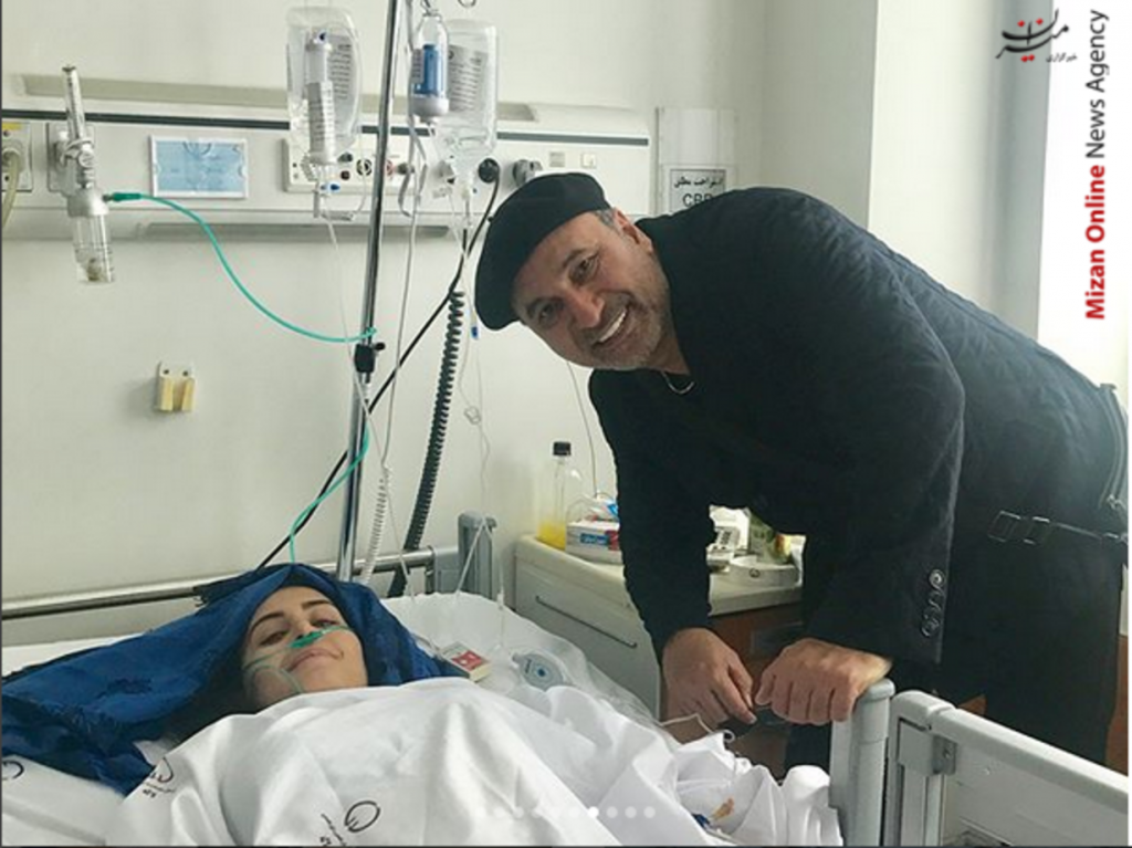 الناز شاکردوست و حمید فرخ نژاد در بیمارستان - فیلم حادثه الناز شاکردوست