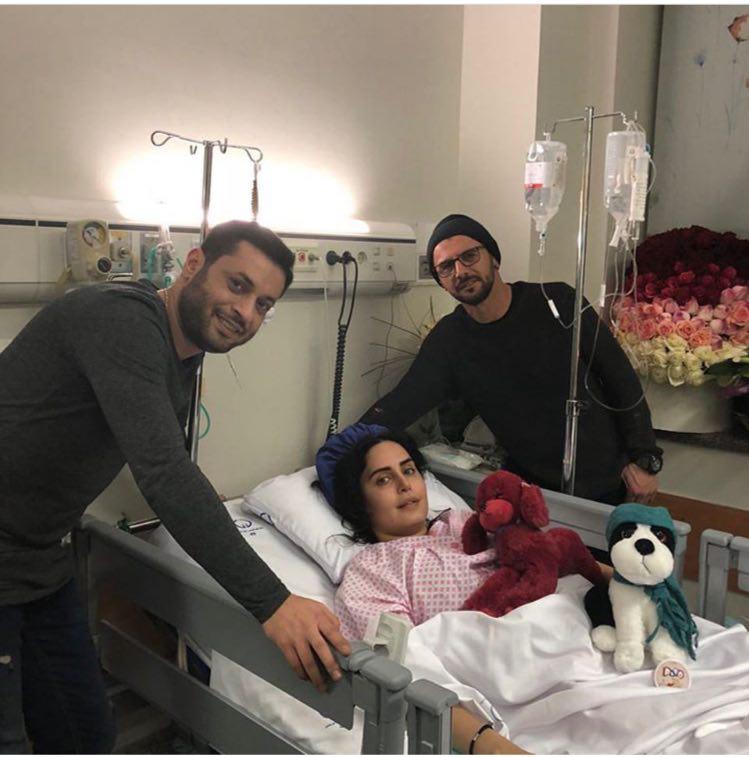 الناز شاکردوست و امین حیایی در بیمارستان - فیلم حادثه الناز شاکردوست