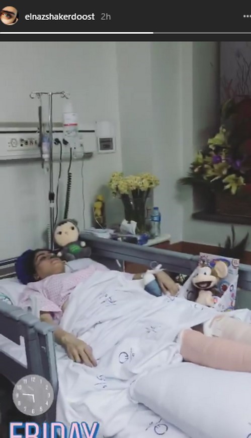 الناز شاکردوست در بیمارستان - فیلم حادثه الناز شاکردوست