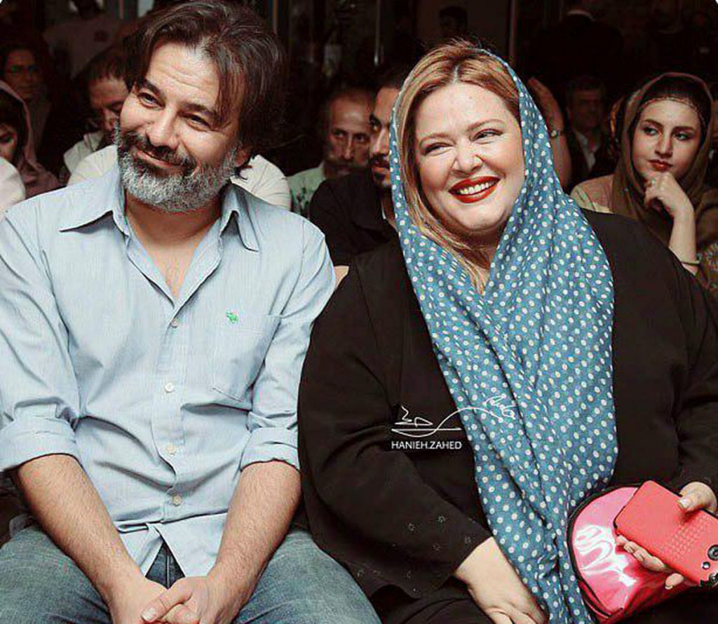 پیمان قاسم خانی با لباس سفید و بهاره رهنما با شال آبی - طلاق پیمان قاسم‌خانی