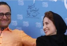 نگار جواهریان و رامبد جوان با پیراهن نارنجی