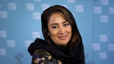 بهاره افشاری با شال آبی - ازدواج بهاره افشاری