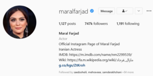 صفحه اینستاگرام مارال فرجاد