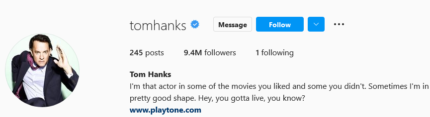 صفحه اینستاگرام تام هنکس