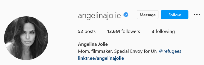 صفحه اینستاگرام آنجلینا جولی