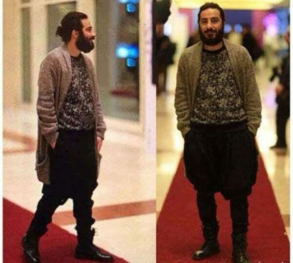 نوید محمدزاده با تیپ عجیب در یک مراسم