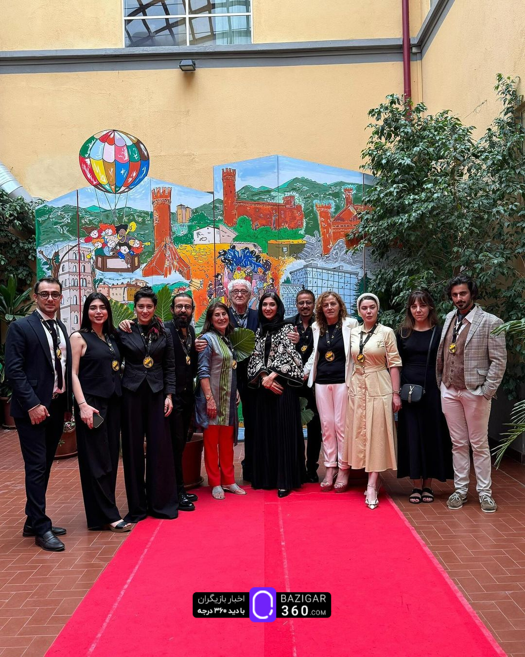 فاطمه معتمدآریا، نازنین کریمی و حسین سلیمانی در جمع داوران فستیوال آمیکورتی ایتالیا