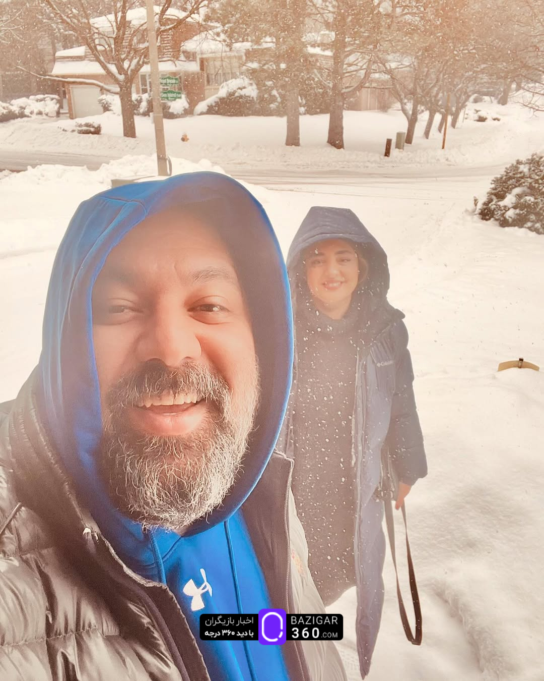 عکس‌های برفی نرگس محمدی و علی اوجی خارج از کشور